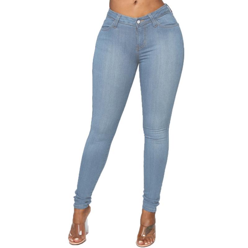 2026 New Fashion Slim Fit Women's Jeans, Solid Color Casual Pencil Pants