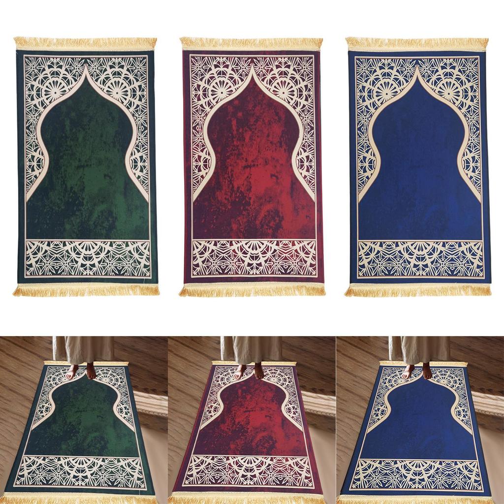 Muslim Prayer Rug Islamic Prayer Rug Gift Traditional Eid Mat Islamic Carpet for Hallway Living Room Prayer Room Bedside