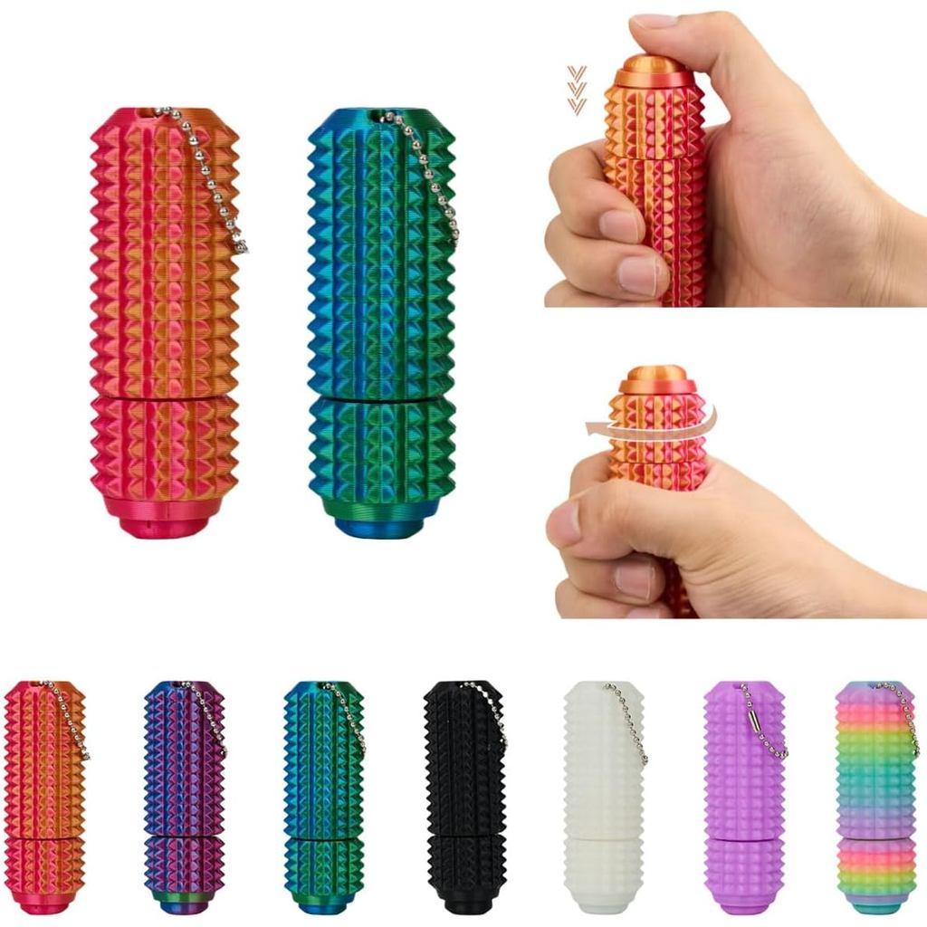 Topmix 3D Printed Spiky Fidget Toy Button Click & 360° Rotate Palm Massage Stress Relief Keychain Sensory Toy For Autism Adhd Adults