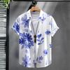 Herren Kurzarmhemd mit Blumenmuster 3D-Druck einreihiges Hemd Mode Sommer Freizeit Urlaub Knopfleiste Bluse