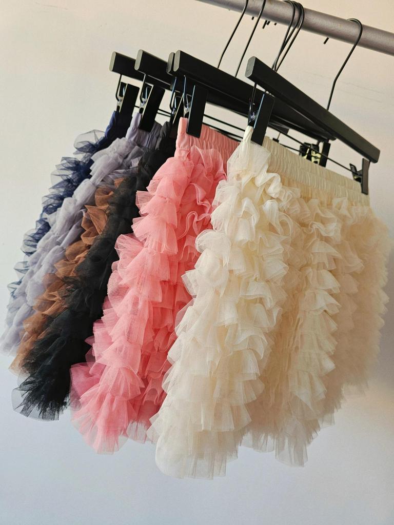 Korean Princess Rich Girl Style High Waist A-line Fluffy Mesh Skirt - Multi-layer Short Cake Skirt for Women