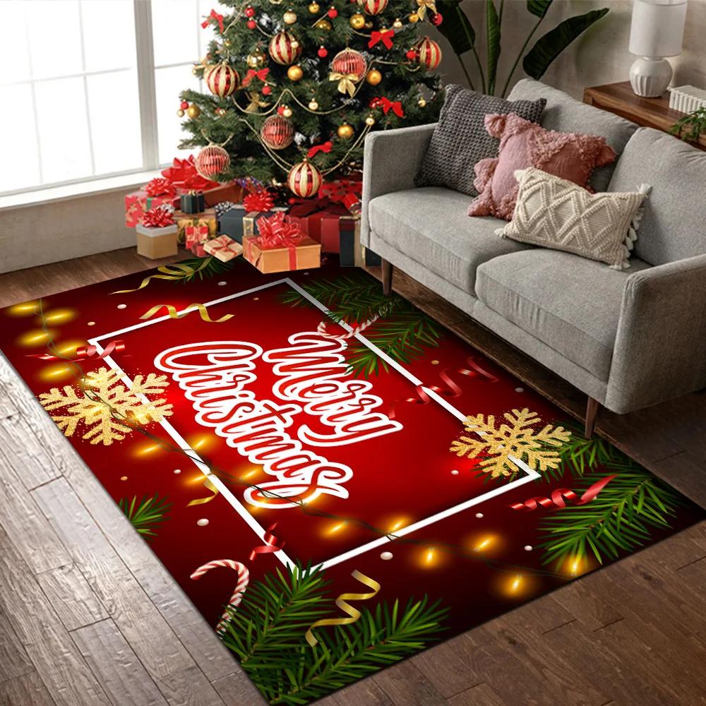 Rote 3D Frohe Weihnachten Dekoration Eingangsteppich Wohnzimmer Couchtisch Decke Weihnachtsmann Schneeflocke Matte Schlafzimmer Teppiche Fußmatten