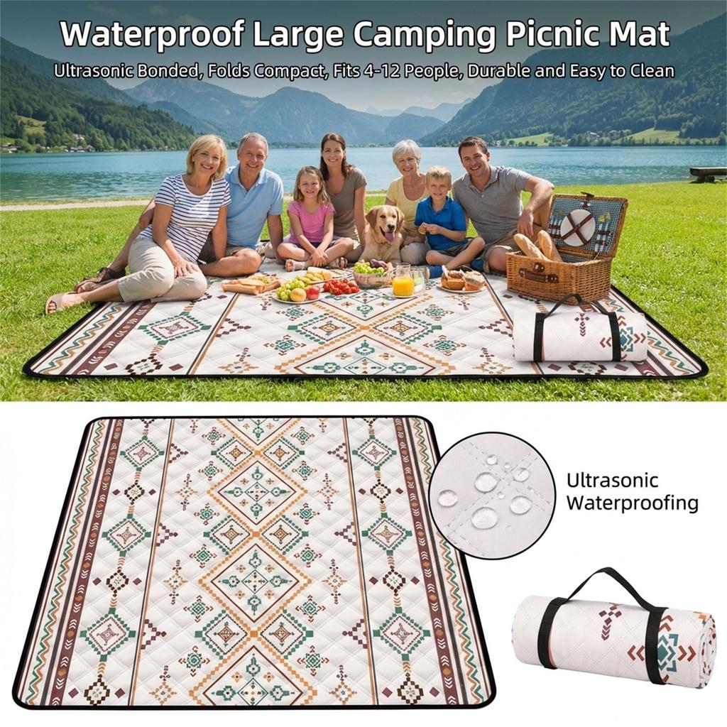 Camping Ground Mat With Ultrasonic Welding Technology Waterproof Foldable For Outdoor Use