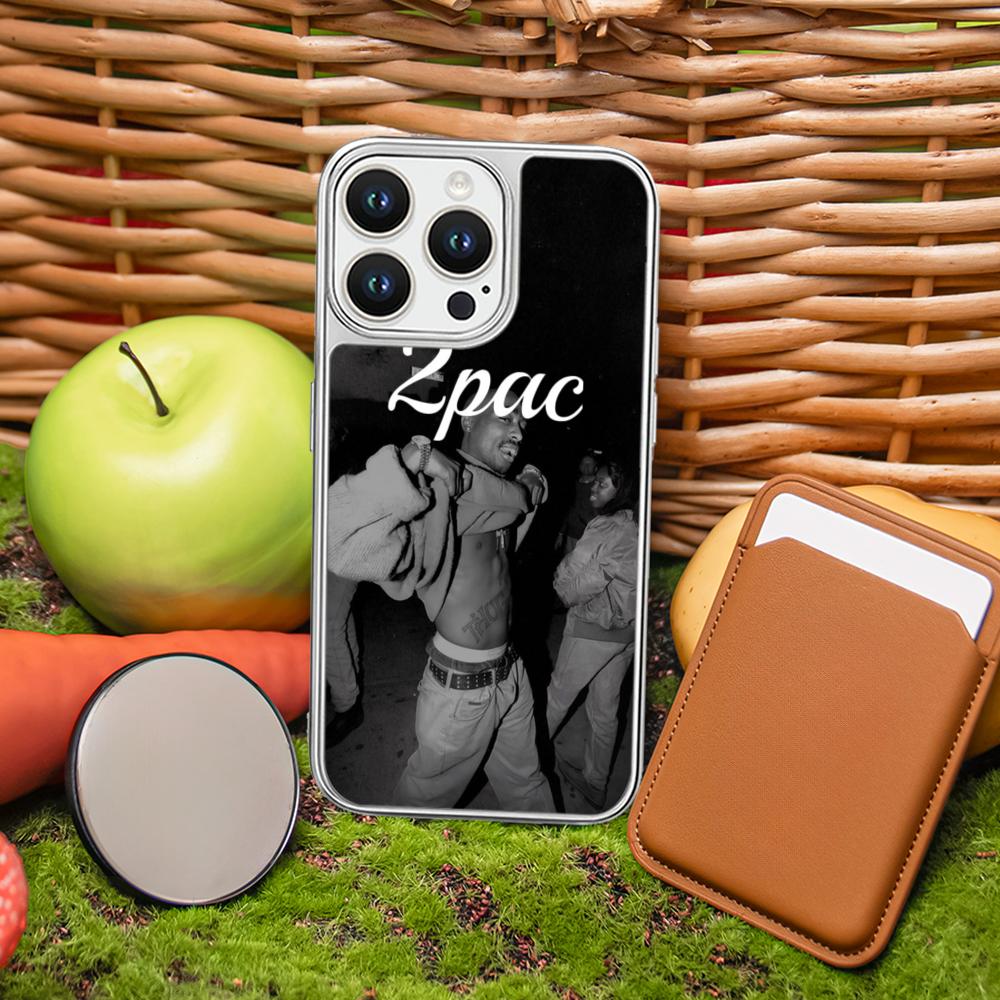 2 Pac Tupac Amaru Shakur poster Phone Case for iPhone 16 15 14 13 12 11 Pro Max Sheepskin Silver-edged protective case iPhone 15