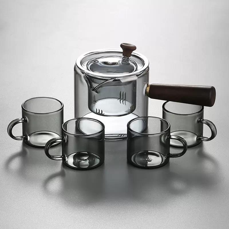 Ceainic de sticlă rezistent la temperaturi ridicate, cu conținut ridicat de siliciu și bor, pentru gătit acasă, poate fi încălzit, set de ceai în jurul aragazului, gătiți ceai