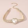 Fashion Bling Rhinestone Rose Heart Pendant Choker Necklace for Women Crystal Wedding Party Statement Jewelry