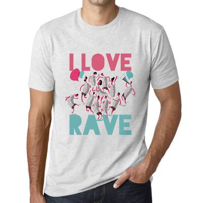 Men’s Graphic T-Shirt Music Fest I Love Rave Vintage White