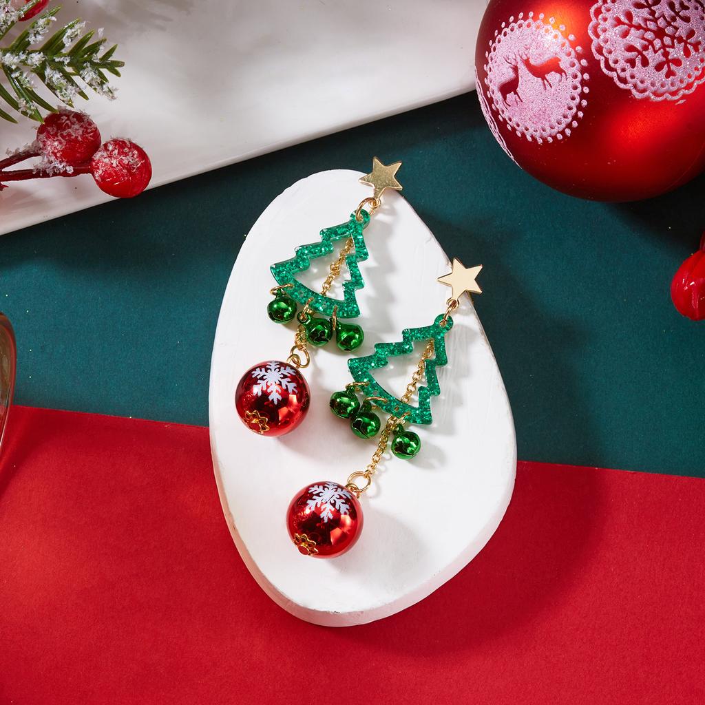 Trendy Christmas Santa Claus Snowflake Dangle Earrings for Women Xmas Tree Earring Girls New Year Jewelry Gift