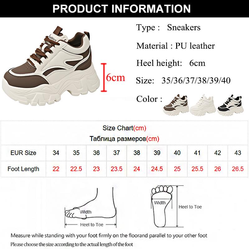 Fashion Mix Color Chunky Platform Sneakers Women Lace-Up Thick Bottom Vulcanzied Shoes Female Pu Leather Non-Slip Sports Shoes Woman