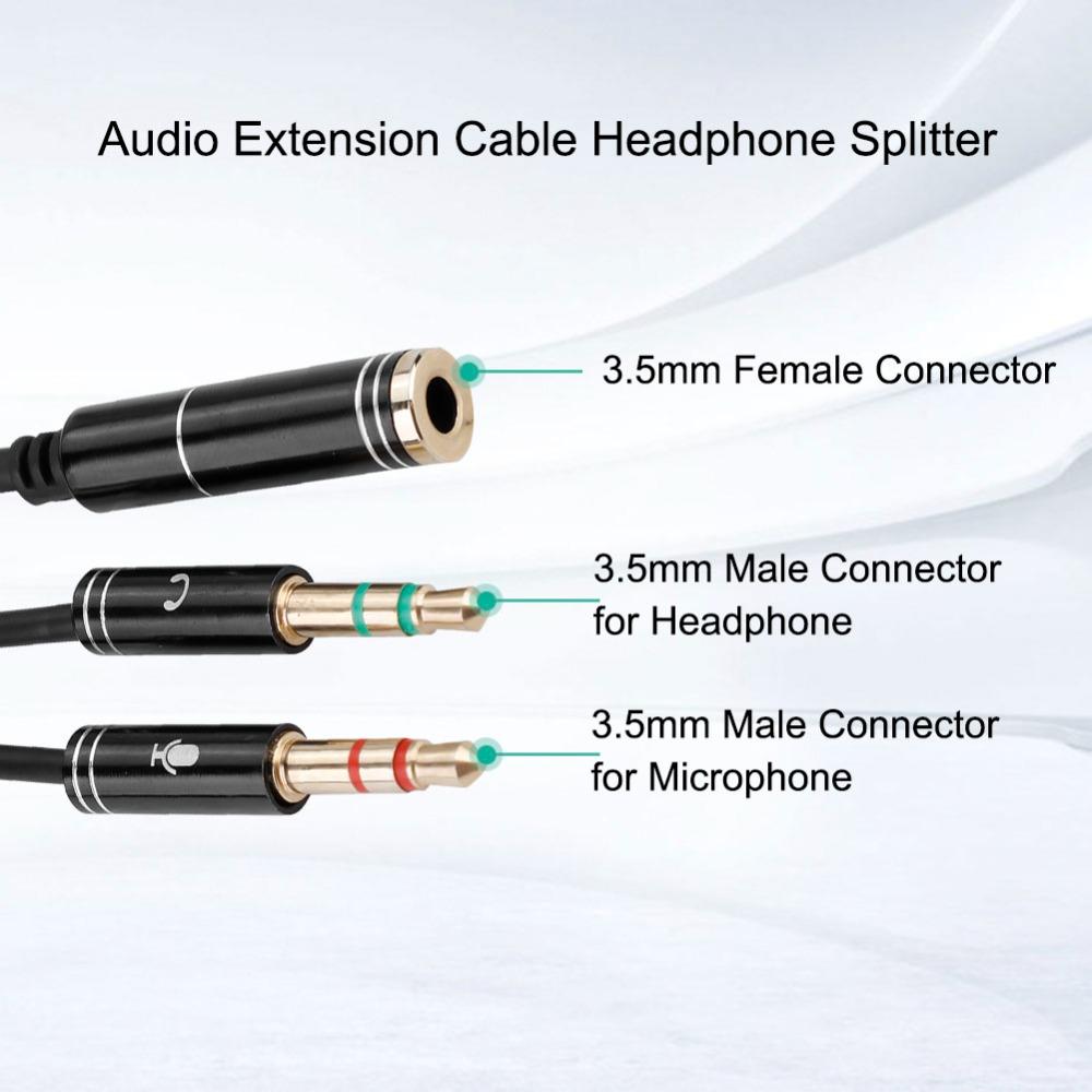 Durable 3.5mm Headphone Splitter Low Loss 100CM Audio Extension Cable Volume Control Mic Earphone Adapter Conference Call