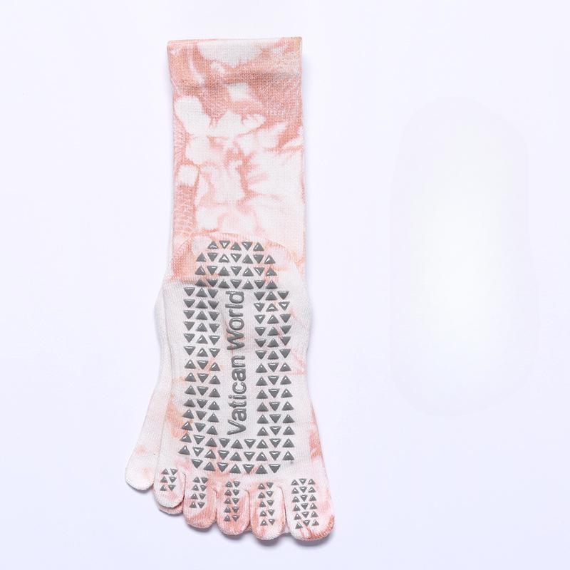 

Женские весенне-осенние носки из чистого хлопка, цветные, для пилатеса, йоги, профессиональные, нескользящие, средней длины, с пятью пальцами 1 pair розовый