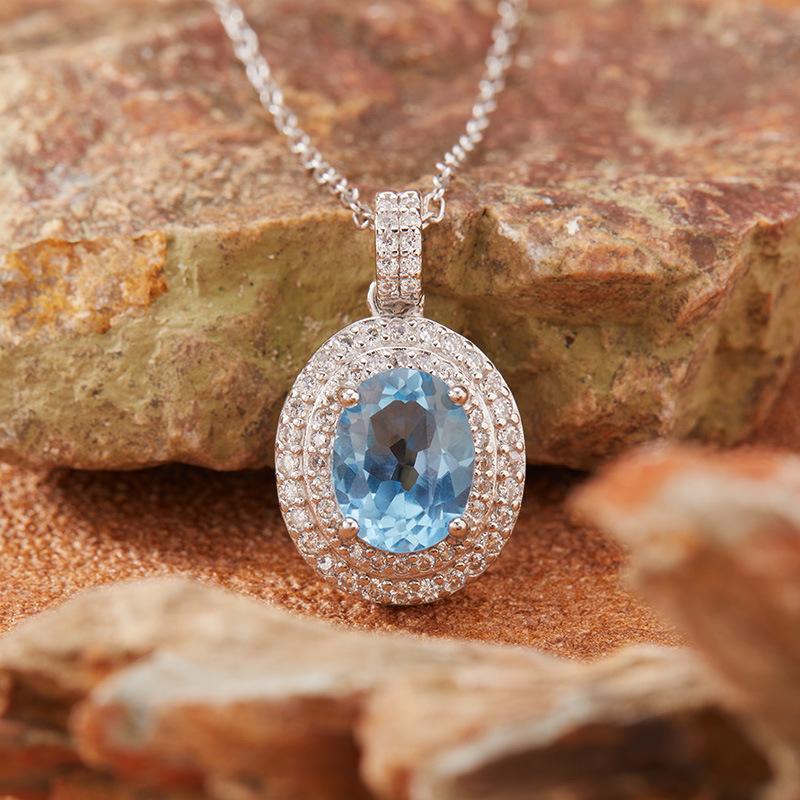 S925 Sterling Silver Colored Treasure Necklace Women'S Natural Topaz Citrine Amethyst Garnet Peridot Pendant