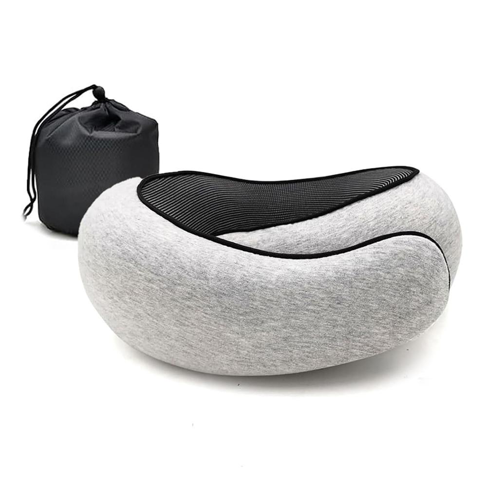 

Подушка для шеи из пены с эффектом памяти, шейный позвонок, дорожная портативная подушка для полуденного перерыва, самолет U, подушка для сна, подушка для кемпинга, сумка для переноски светло-серый