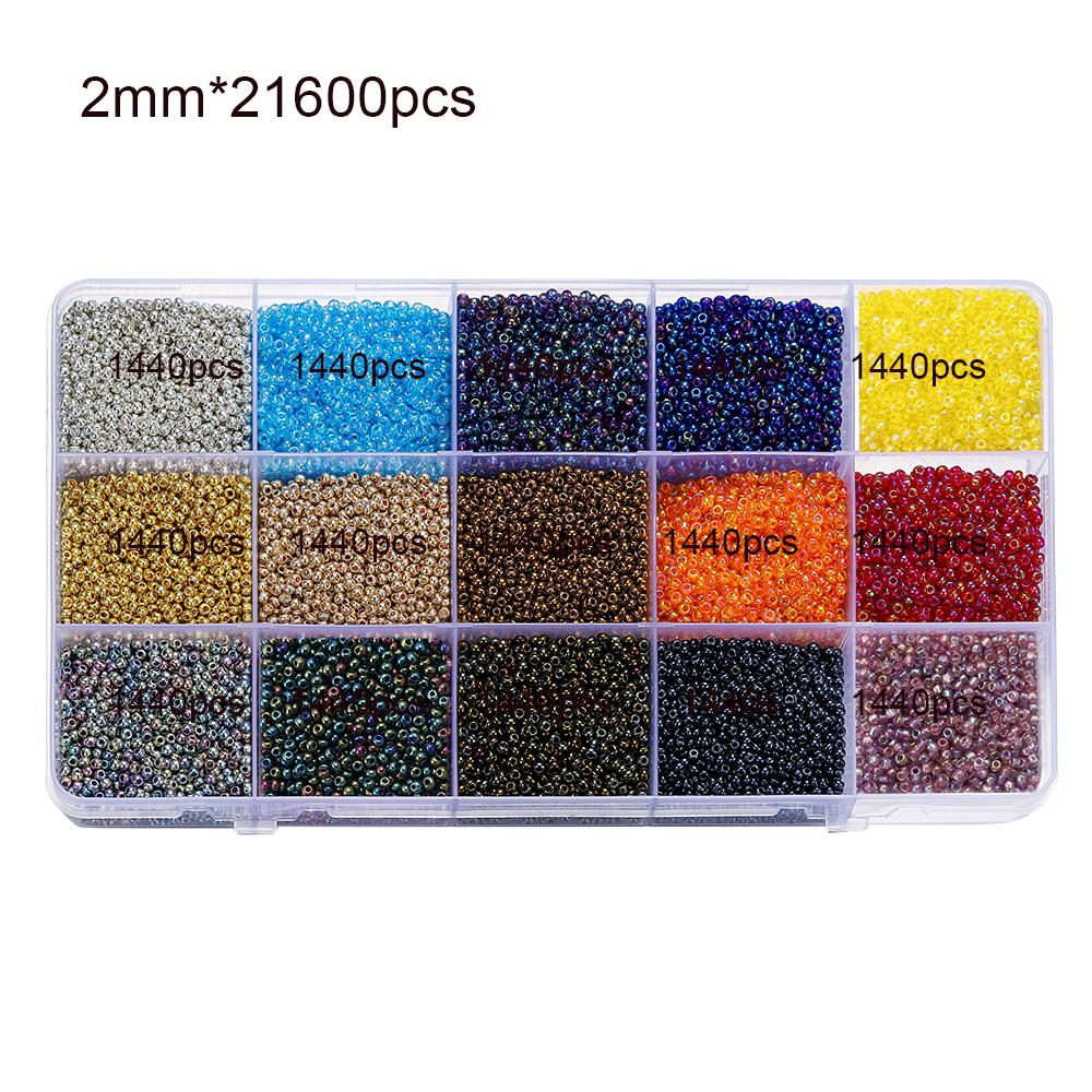 10-24 Colors Beads Jewelry Making Kits 2/3mm Colorful Glass Seed Beads for Kid Girl Bracelet Necklace DIY Kit Jewelry Making Set