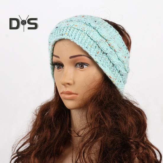 Winter Headband Women Fuzzy Fleece Lined Ear Warmer Cable Knit Thick Warm Crochet Headband Solid Color Knitting Hairband
