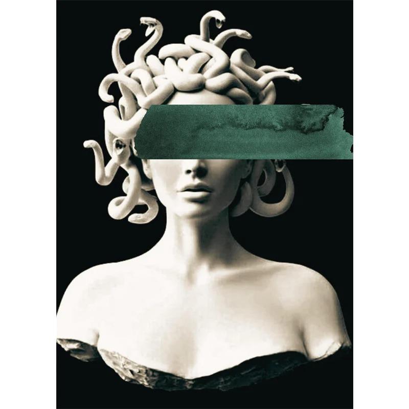 Poster Artistico Medusa di Smeraldo Creature Mitologiche Stampe per Pareti Pittura su Tela Mitologia Greca Moderna per Galleria Decorazioni per la Casa