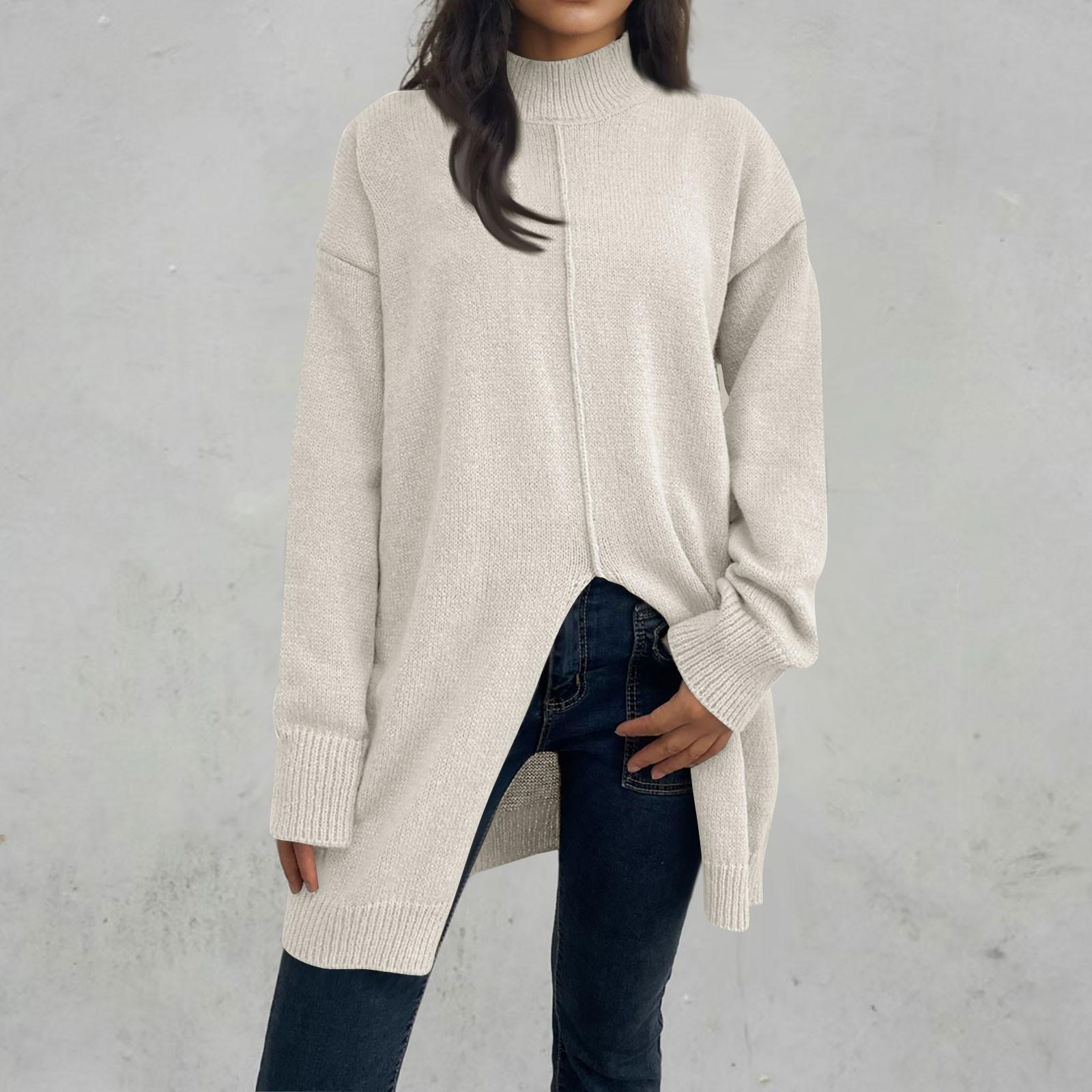 

24/5000 Women s Color Sweater Half High Neck Color Loose Long-sleeved Large-size Sweater -neck Top XL белый