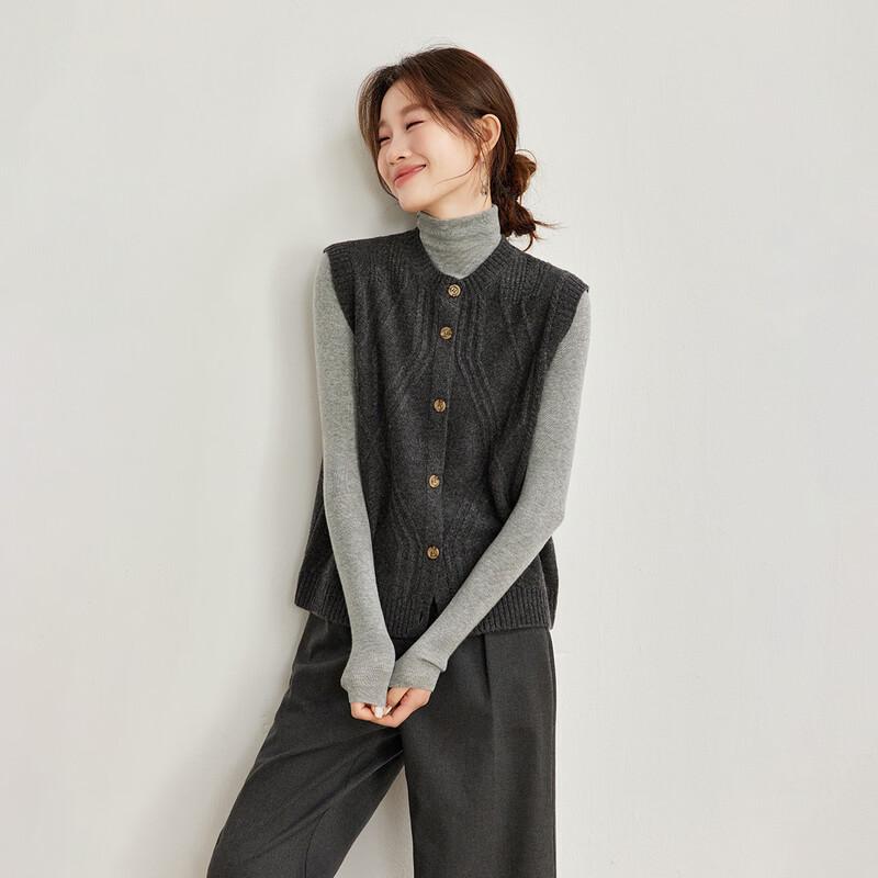 Shexi Women's 100% Wool Cable Knit Layered Vest