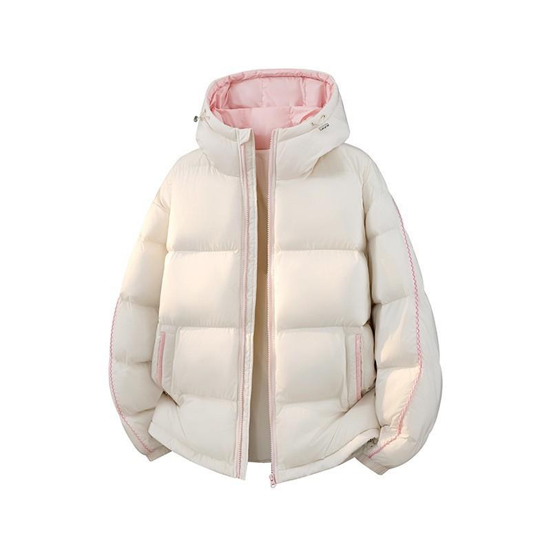 2026 Winter Thick Cotton Couple Puffer Coat Outdoor Color Block Hooded Warm Jacket Men Women