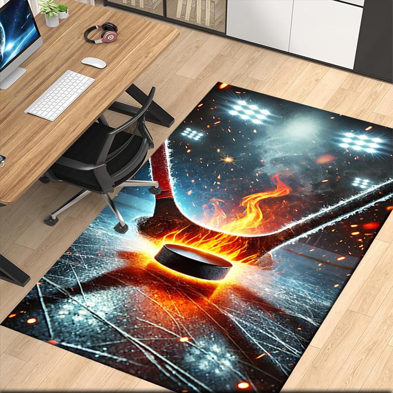 ice hockey Printed Carpet, for Office Chair Living Room Bedroom Kitchen Room Decor Gifts.