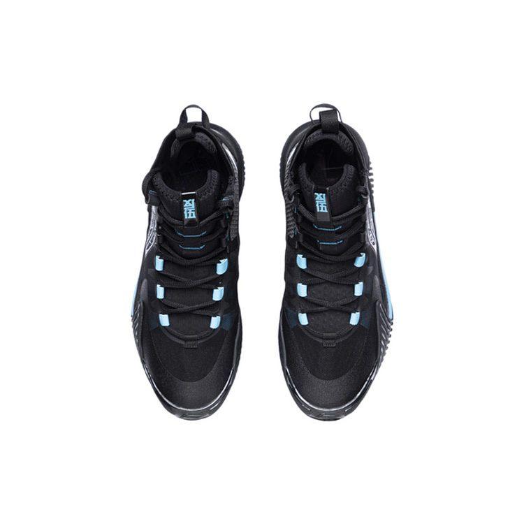 Li Ning Badfive 2 Abriebfeste Atmungsaktive High-Top Basketballschuhe Herren Schwarz Blau ABFR001-1