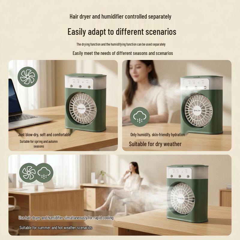 USB Desktop Silent Fan and Humidifier with Aromatherapy Capability