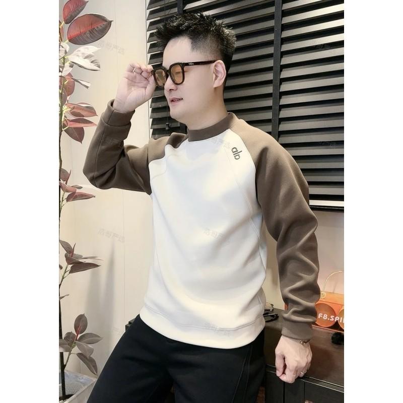 Mens Color Block Sweatshirt Casual Loose Fit Round Neck Long Sleeve Pullover Daily Wear
