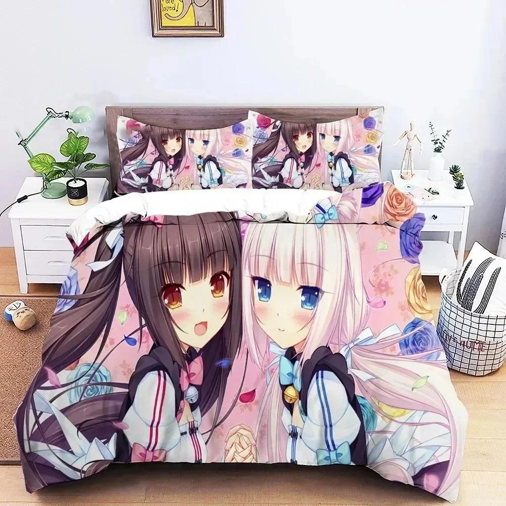 3D Druck Anime Nekopara Sexy Girl Bettwäsche Set Schlafzimmer Weiche Moderne Tagesdecken Bequemer Bettbezug Steppdeckenbezug Und Kissenbezug