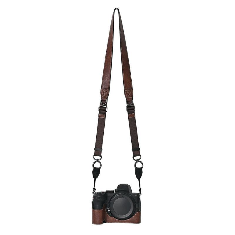 

For Nikon Z 5/Z 6 II/Z 7 II Camera Case with Shoulder Strap Large Cutout Litchi Texture PU Protective Cover A
