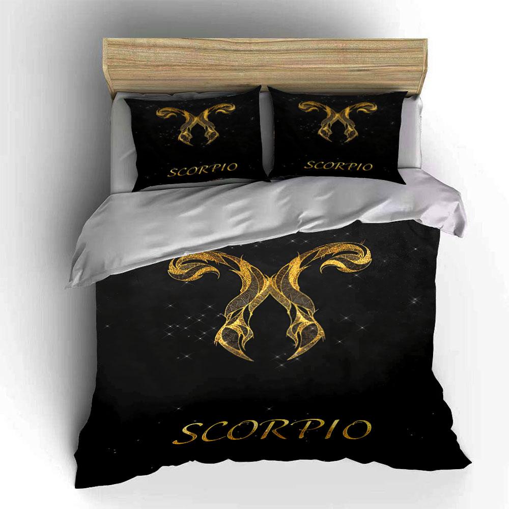 Scorpio Zodiac Black Bedding Bedding Duvet Cover Set Duvet Cover Pillowcases (1 * Duvet Cover 2 * Pillowcases, Without Duvet Insert)