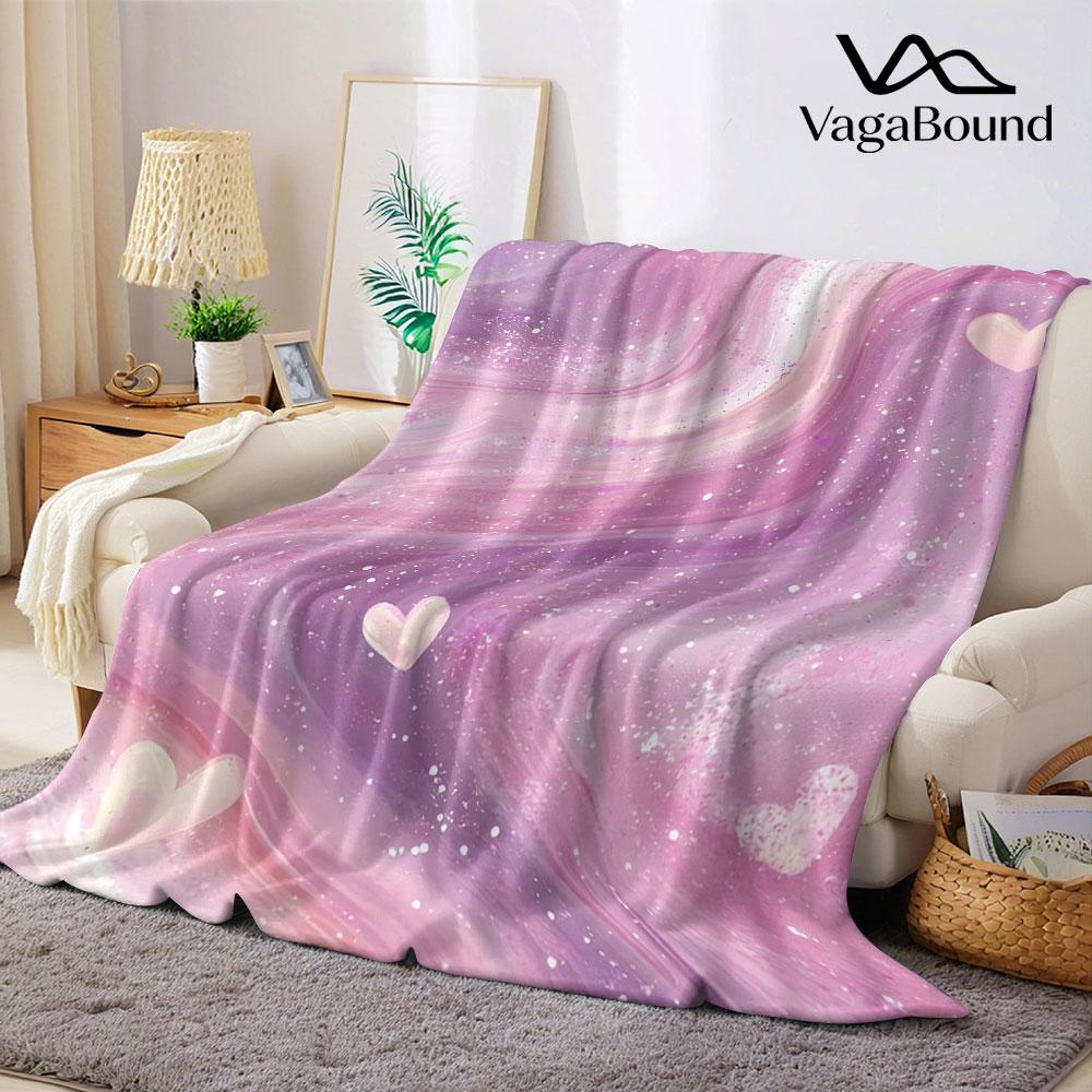 pink galaxy marble Flannel Blanket Warm Soft Halloween Christmas Decorative Couch Warm Cozy All-Season Gift