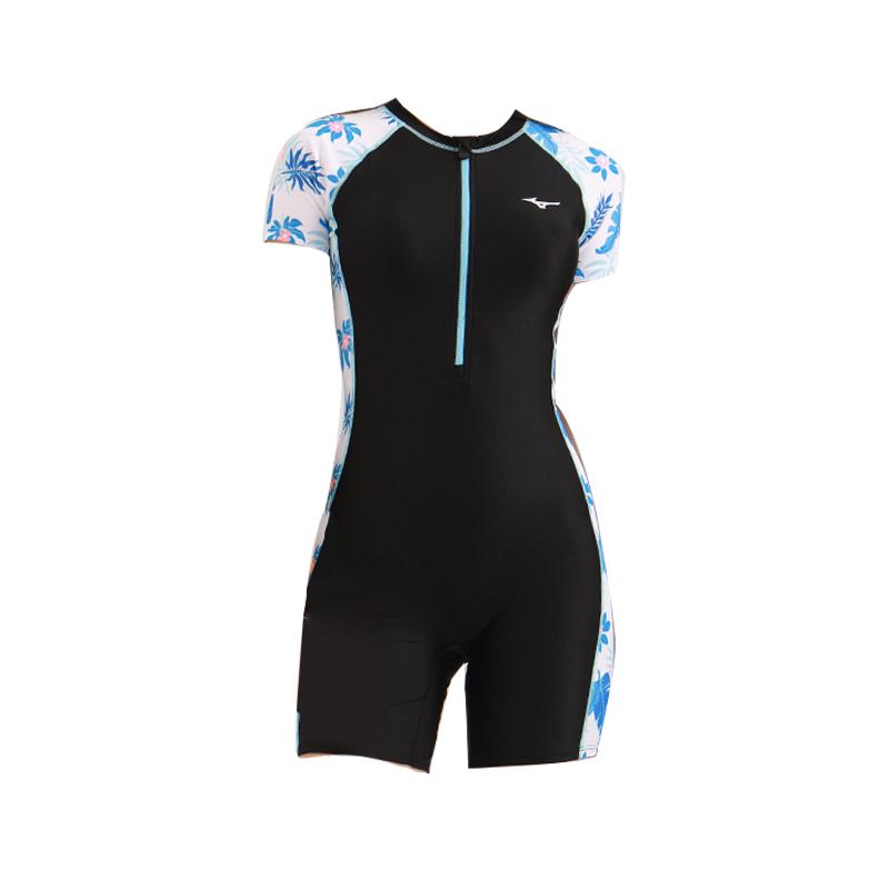 

Mizuno Профессиональный цельный купальник для похудения с короткими рукавами для бассейна, купальник унисекс, черный N2CA1332
