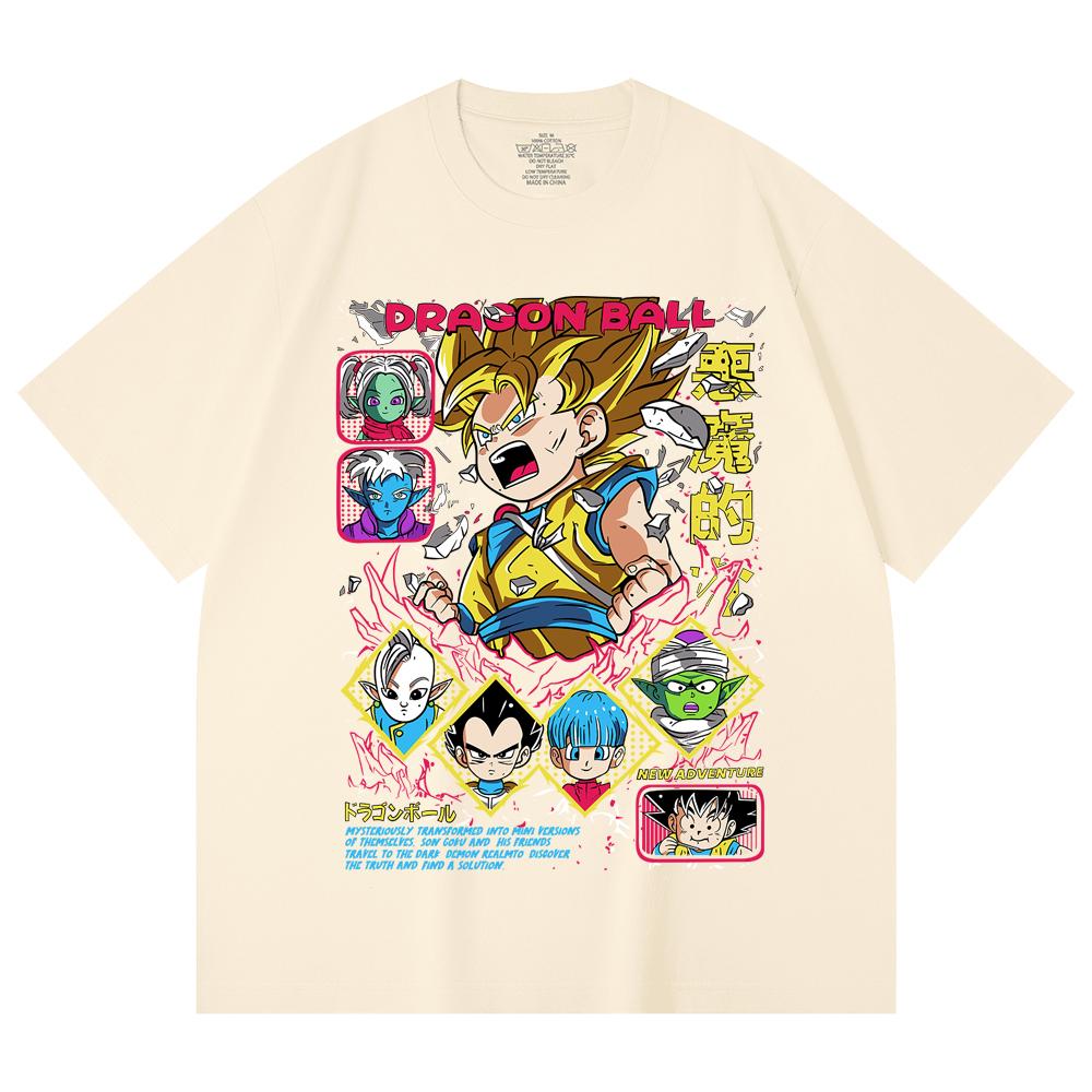 230 Gsm 100% Cotton Dragon Ball V62 Print Unisex Heavy Cotton T Shirt XS абрикосовый