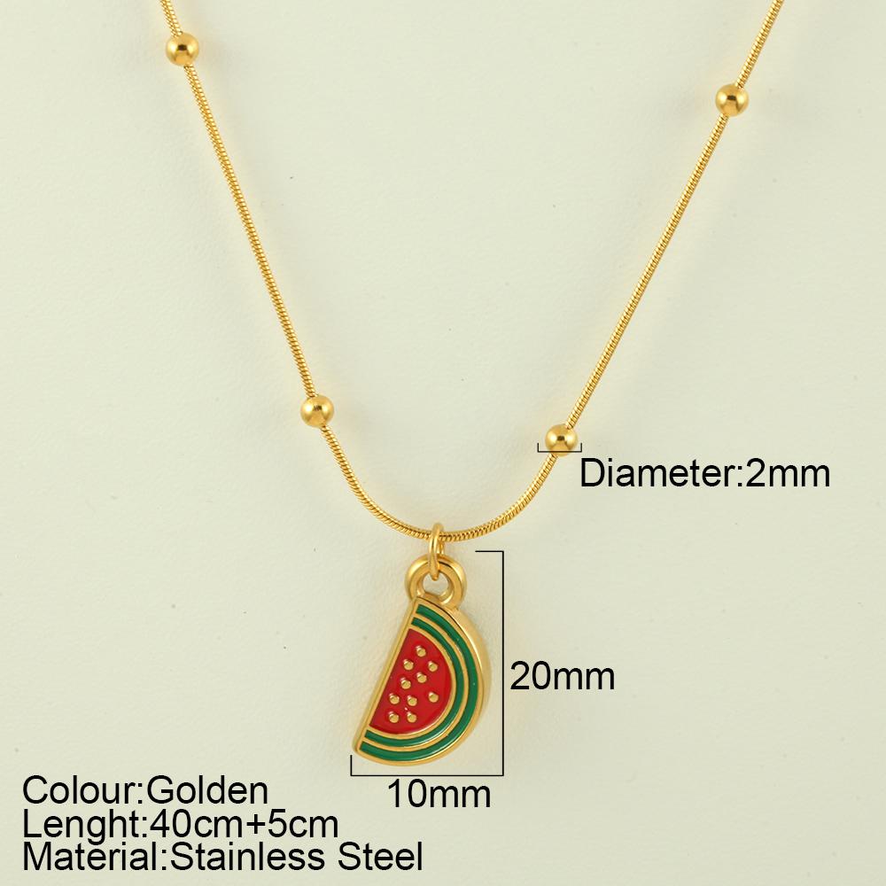 

Летнее женское ожерелье-подвеска из нержавеющей стали, золотая цепочка, подвески в виде клубники, арбуза, вишни, женские наборы с цирконами, подарок, тренд