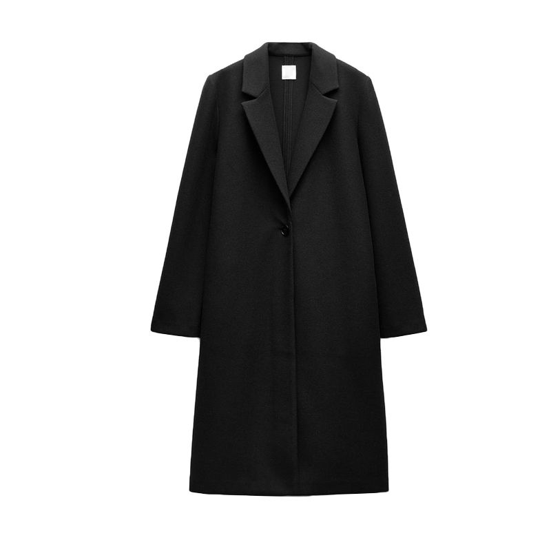 Fall and Winter New Women's Clothing Fashion Wind Loose Lapel Long Sleeves Button Decoration Soft Coat Outwear 4344660