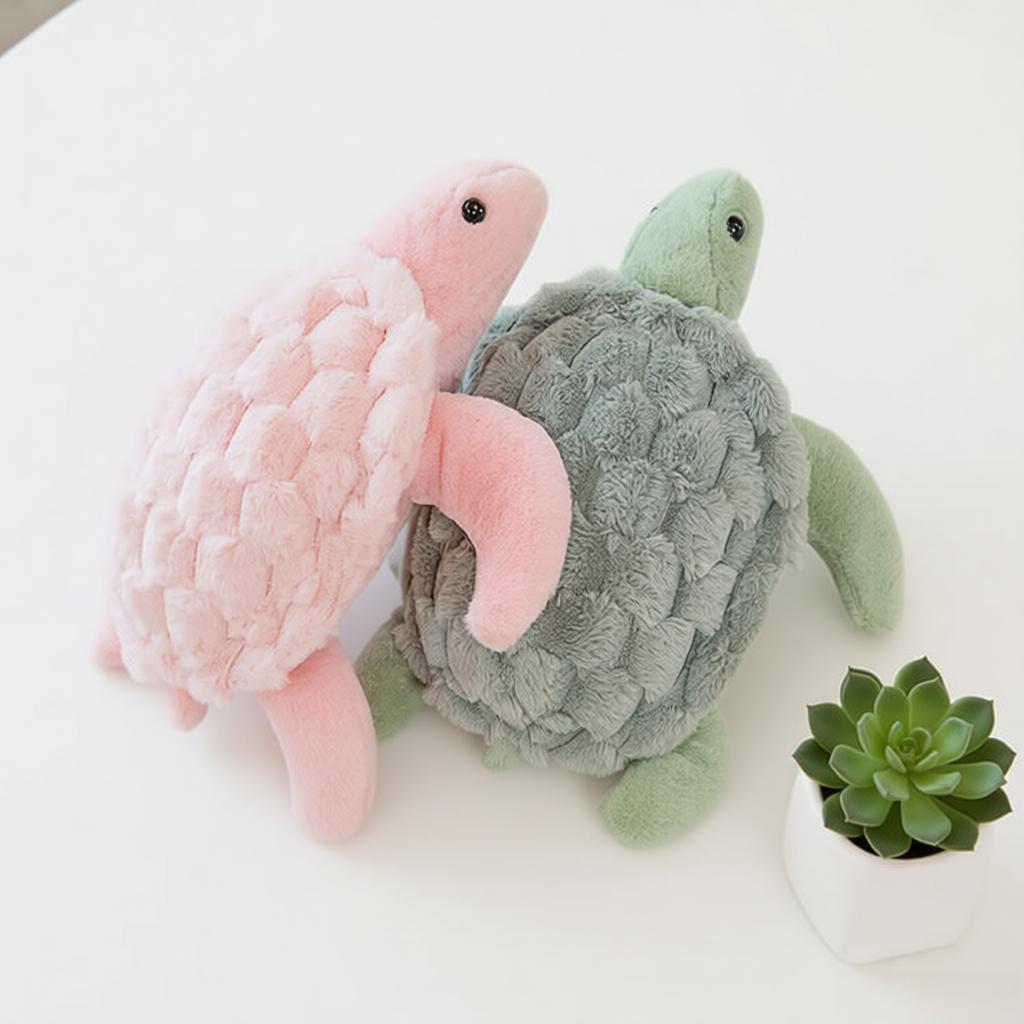 Grüne Rosa Kawaii Schildkröte Plüschtier Weiches Cartoon Meeresschildkröte Stofftier Kissenpuppe Niedliches Komfortgeschenk Jungen Mädchen Kinder Geburtstag
