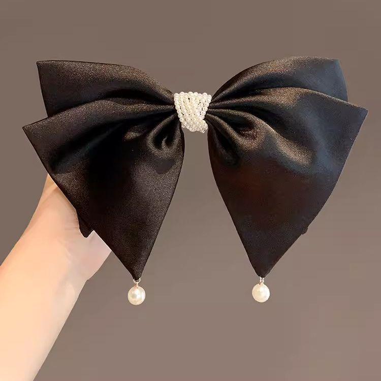 Korean Ribbon Bow Hair Clips for Women Fashion Solid Color Bowknot Hairpins Elegant Ponytail Clip Hair Accessories Headwear