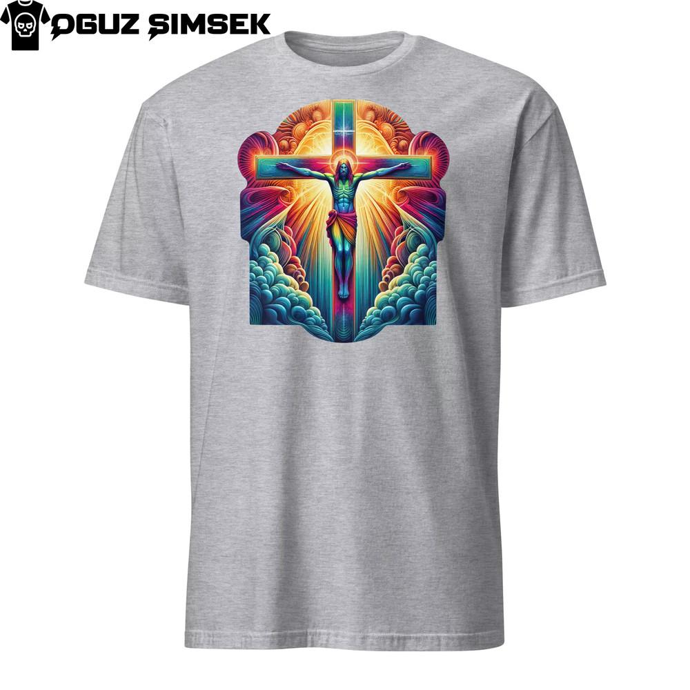 

Colorful Crucifix Unisex T-Shirt - Vibrant Religious Graphic Jesus Inri Tee 4XL