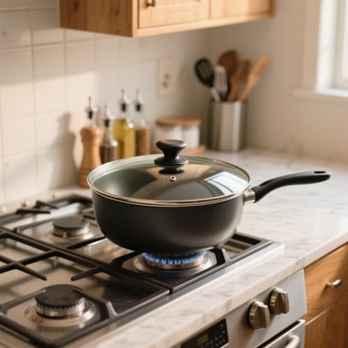 HEVSTIL Universal Lid for Pots, Pans, and Skillets, 6.5-inch/17cm Clear Glass Pot Lid with Heat-Resistant Silicone Handle