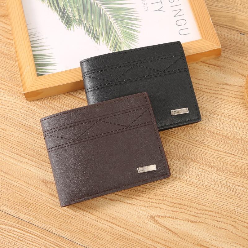 New Men's Wallet, Short Wallet, Change, Green Fashion Embossed Horizontal Soft Wallet, Large Capacity and Multi-card Space