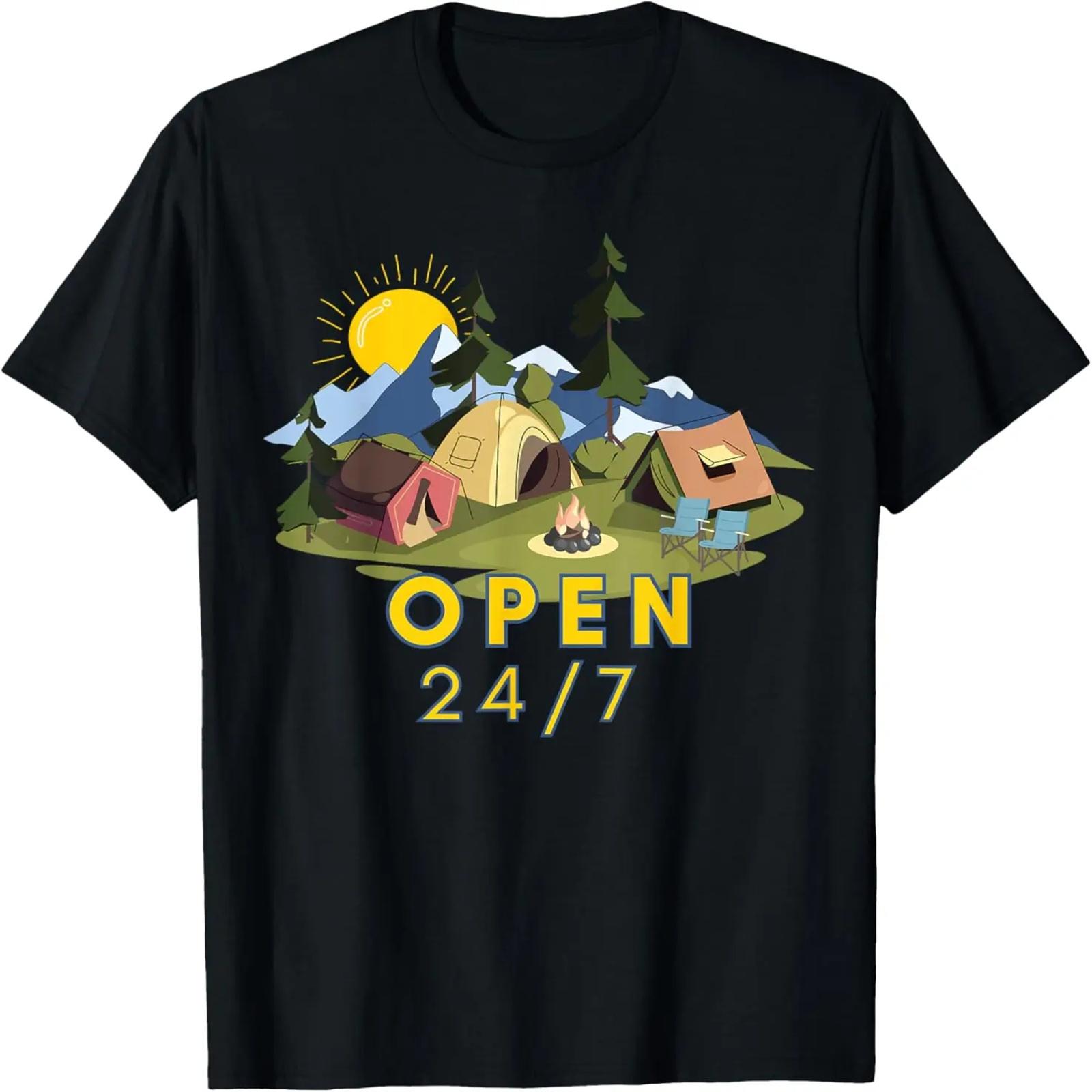 

Open 24_7 Camping in the Mountains Graphic - for campers T-Shirt XXXXXL чёрный
