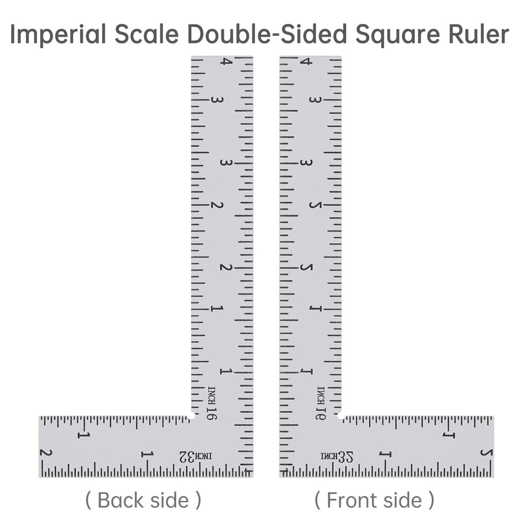 Stainless Steel 1.2mm L Shaped Ruler Double Imperial Scale Multi Size Heavy Duty Woodworking Decoration Engineering