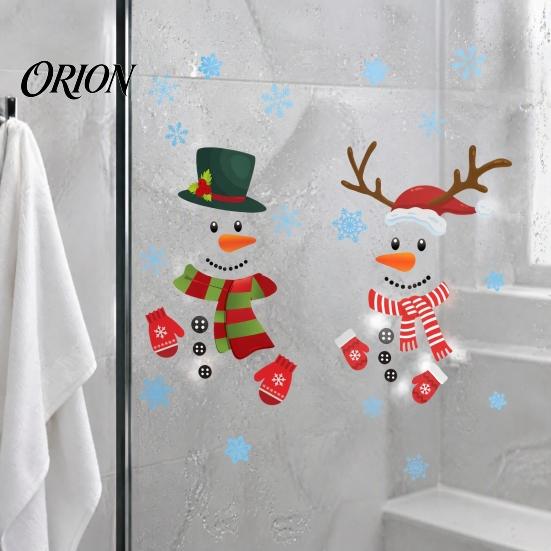 Waterproof Holiday Glass Decor 2Pcs Christmas Snowman Static Window Stickers, Simple Double Clings, Clings PVC Decals for Home Doors And Store