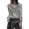 Y2K New Tricou cu mâneci lungi pentru femei Gothic Dark Clothing
