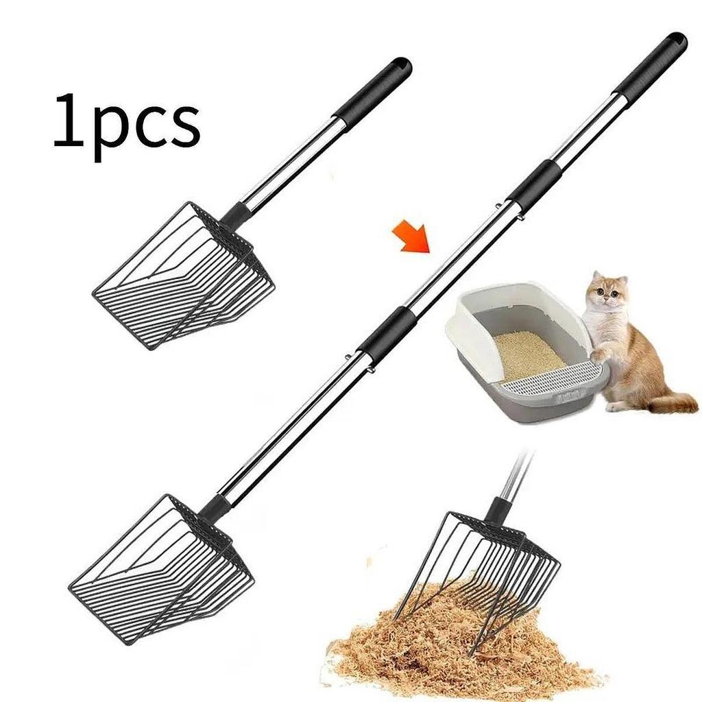 Sand Rake Cat Litter Sifter Wide Basket Sifter Scooper Large Stainless Steel Telescopic Handle Wide Basket Sifter Beach Scoop