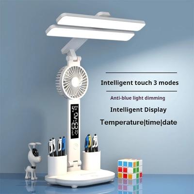 LED Reading Lamp Rechargeable With Clock Fan Touch Desk Book Lights Living Bedroom Decoratio Lighting Fixtures Booking Lamp