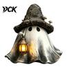 Atmosphärische Halloween-Partyartikel Geist Hexenhut Harzfigur mit LED-Laterne, Vintage Hexe Dekorative Laterne für Spukhaus Halte-Lampe