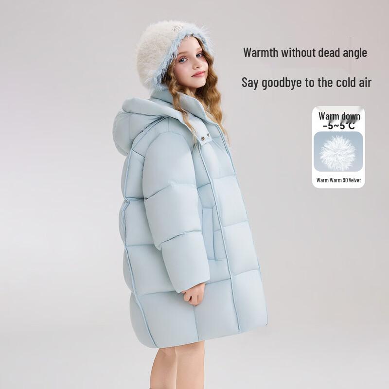 ASK JUNIOR Girls Waterproof Mid-Length Down Puffer Jacket 110