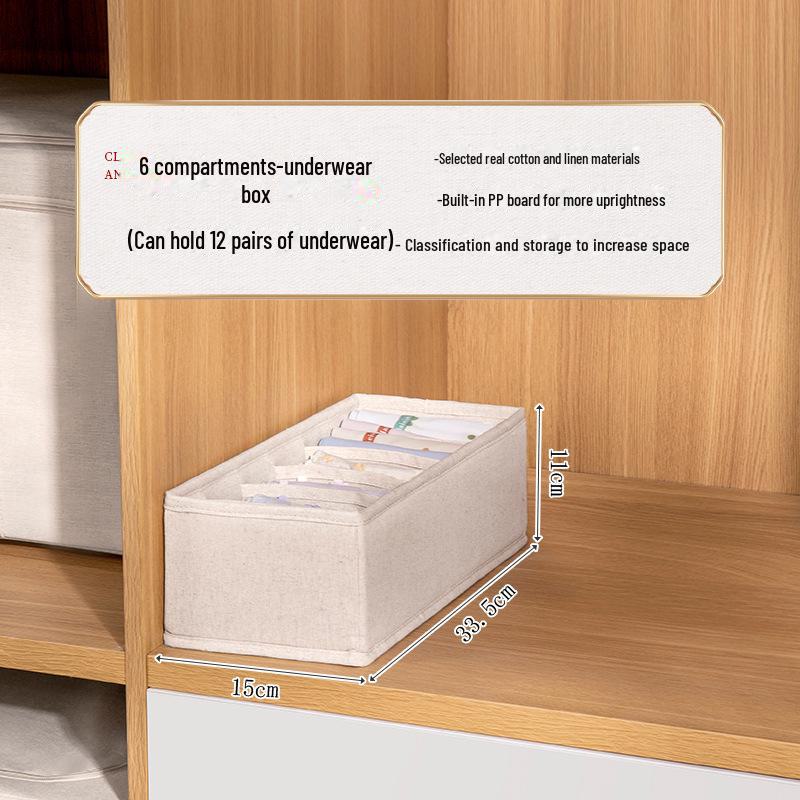 Tianshan Cotton & Linen Washable Storage Box for Bras, Underwear, Panties, and Socks