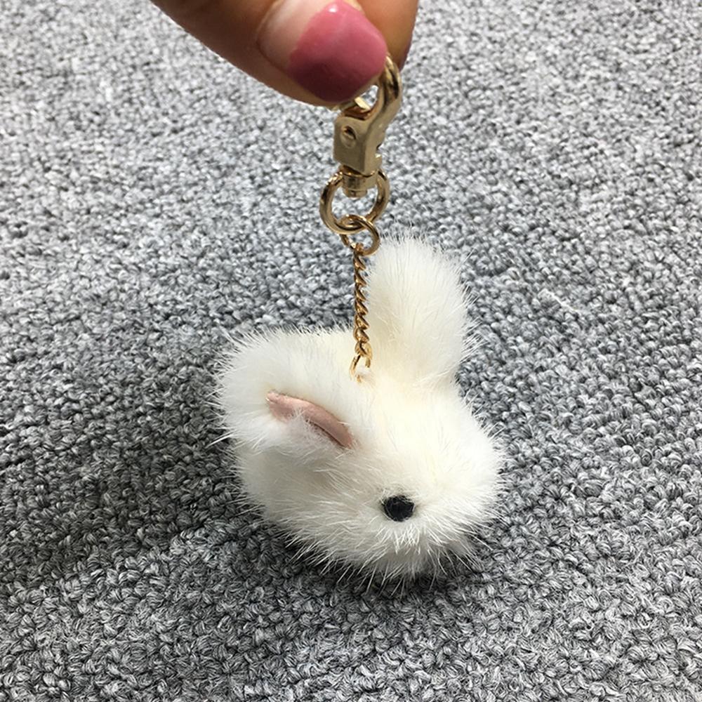 Hochwertiger 5CM Kawaii Plüsch Schlüsselanhänger Niedlicher Nerz Angora Kaninchen Langhaariges Kaninchen Weicher Anhänger Handtasche Autoschlüsselhalter Spielzeug